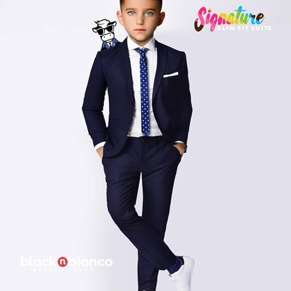 Bavy Blue Boys' Slim Fit Suit Complete Outfit Size 8 - Picture 1 of 4